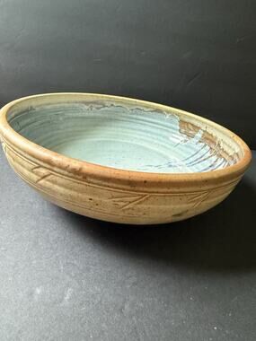 Handcrafted Ceramic Pottery Bowl Studio Pottery Signed Glazed Artisan Boho Brown